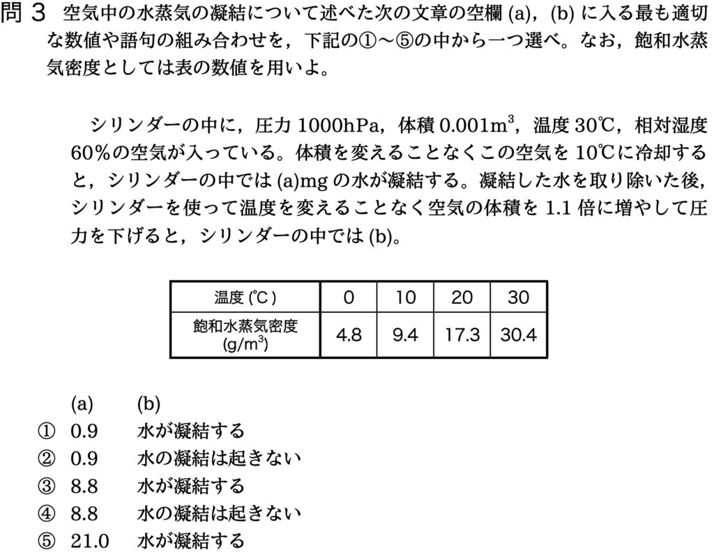気象予報士試験　第35回　一般　問3