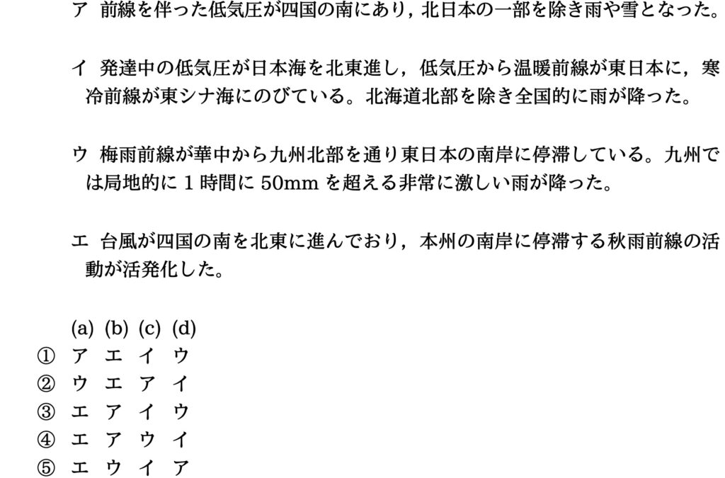 気象予報士試験 第35回 専門 問11
