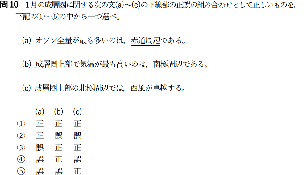 気象予報士試験　第52回　一般　問10