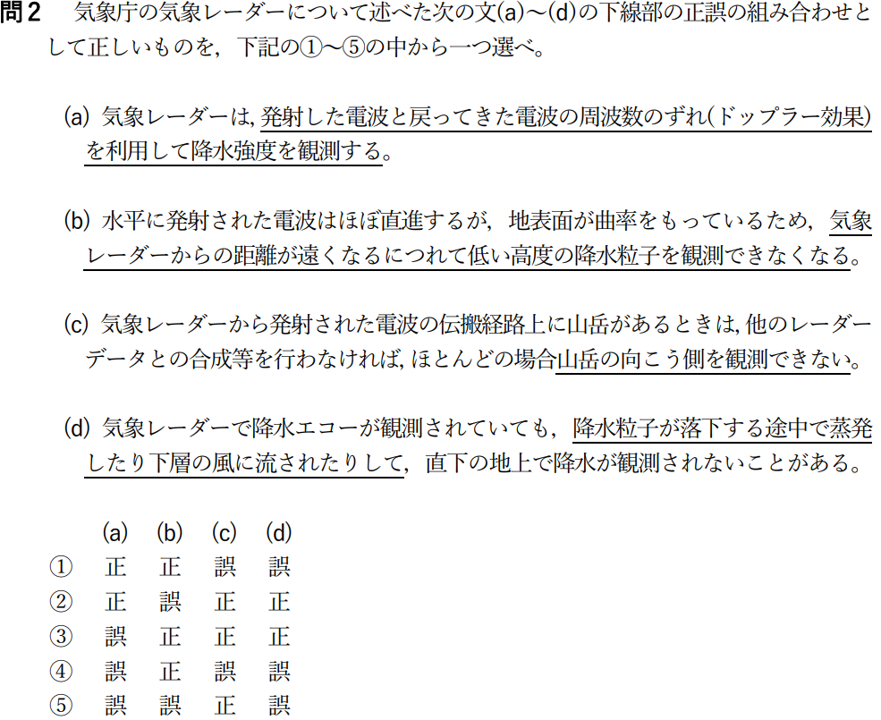 気象予報士試験　第52回　専門　問2