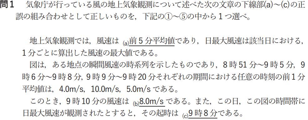 気象予報士試験　第53回　専門　問1