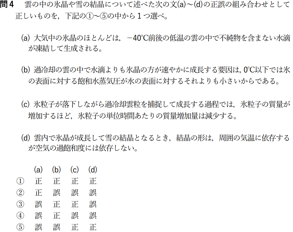 気象予報士試験　第55回　一般　問4