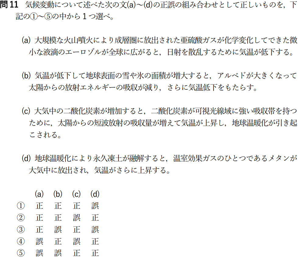 気象予報士試験　第55回　一般　問11