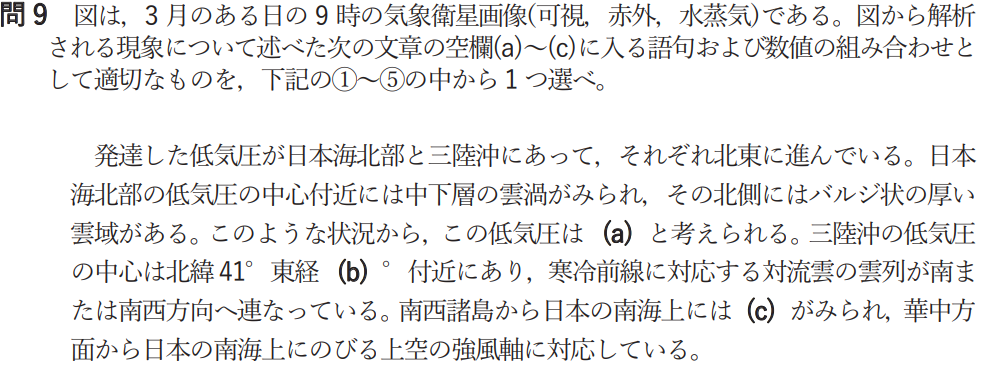 気象予報士試験　第55回　専門　問9