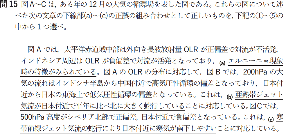 気象予報士試験　第55回　専門　問15