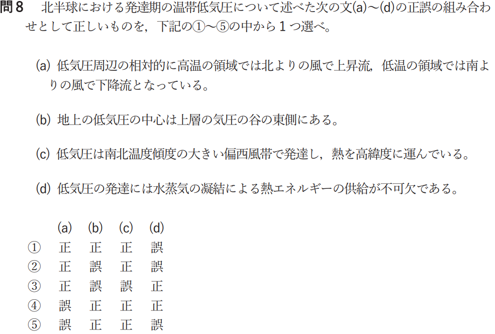 気象予報士試験　第56回　一般　問8