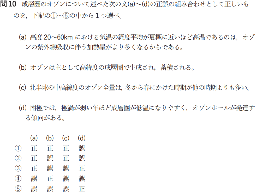 気象予報士試験　第56回　一般　問10