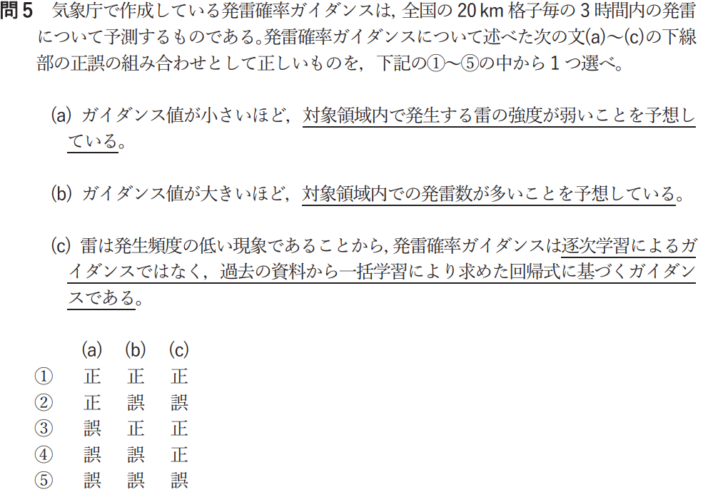 気象予報士試験　第57回　専門　問5