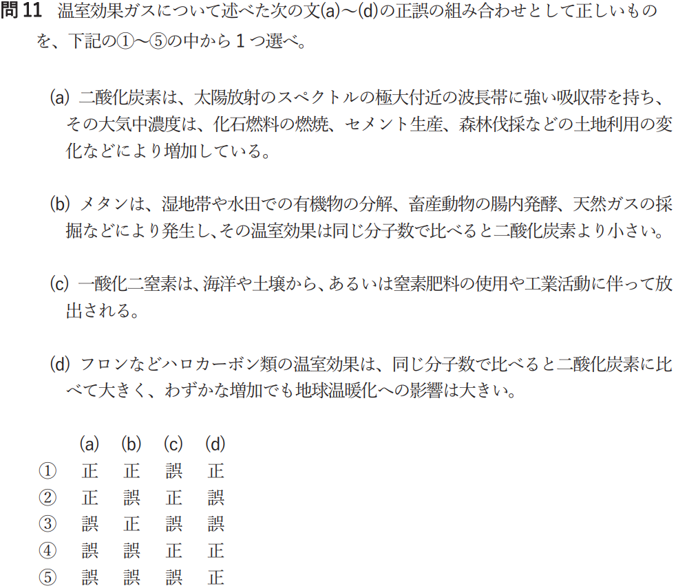 気象予報士試験　第58回　一般　問11