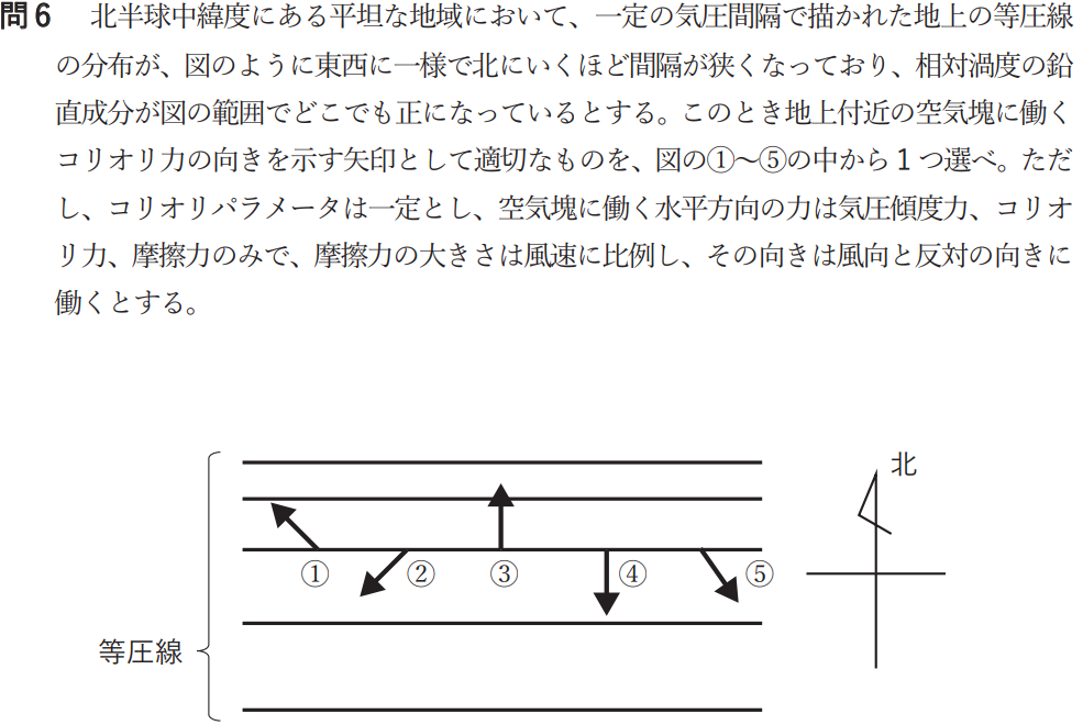 気象予報士試験　第59回　一般　問6
