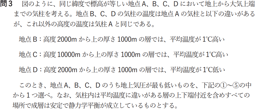 気象予報士試験　第60回　一般　問3