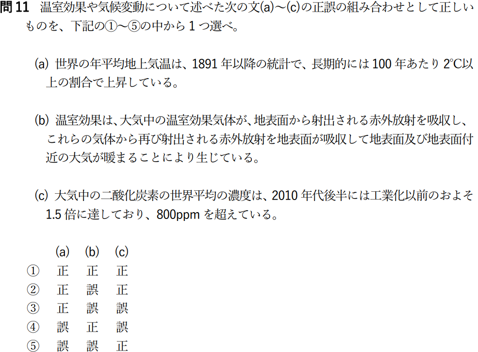 気象予報士試験　第60回　一般　問11