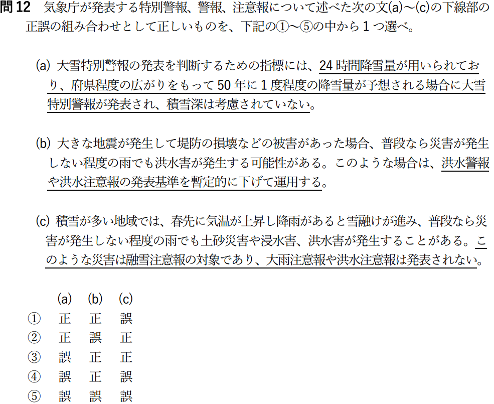 気象予報士試験　第60回　専門　問12