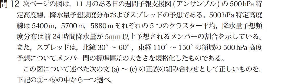 気象予報士試験　第46回　専門　問12