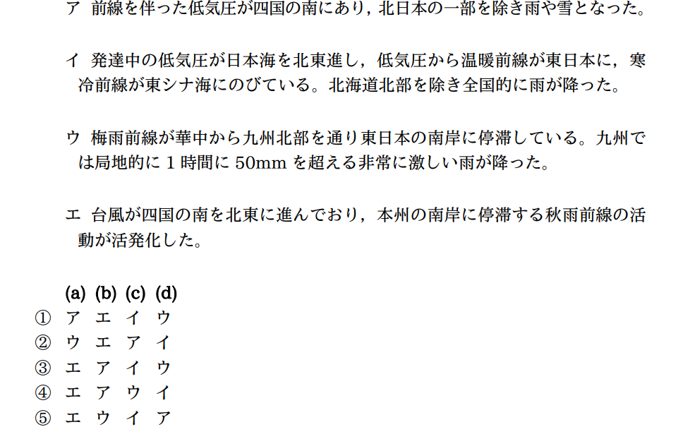 気象予報士試験　第35回　専門　問11