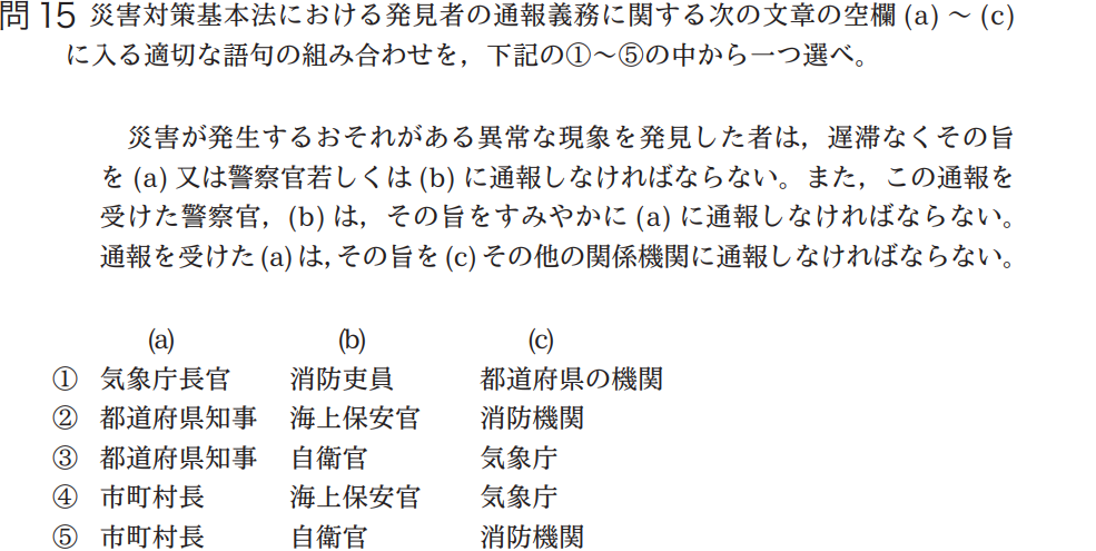 気象予報士試験　第37回　一般　問15
