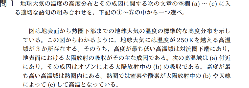 気象予報士試験　第39回　一般　問1