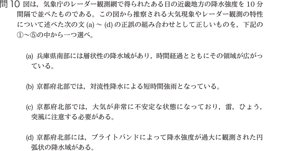 気象予報士試験　第40回　専門　問10