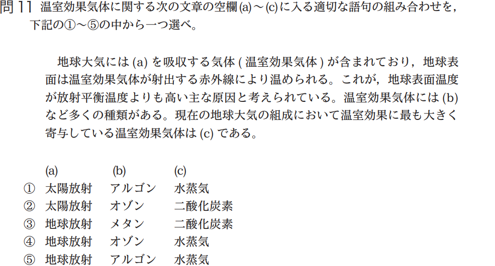 気象予報士試験　第41回　一般　問11