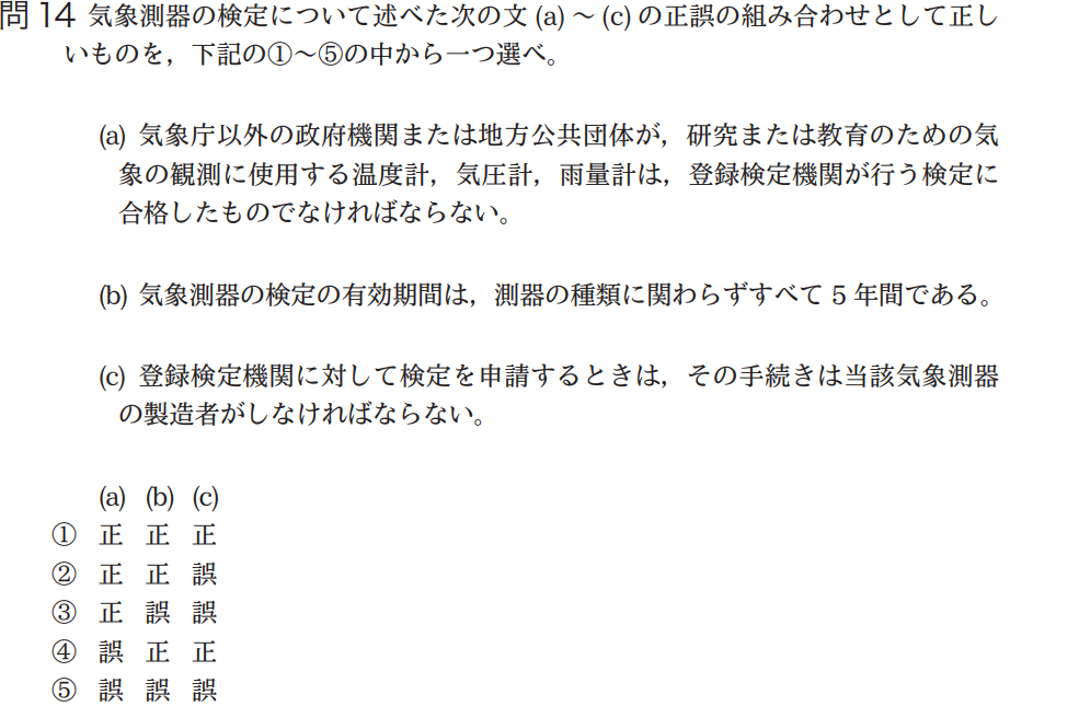 気象予報士試験　第44回　一般　問14