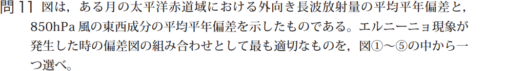 気象予報士試験　第45回　一般　問11