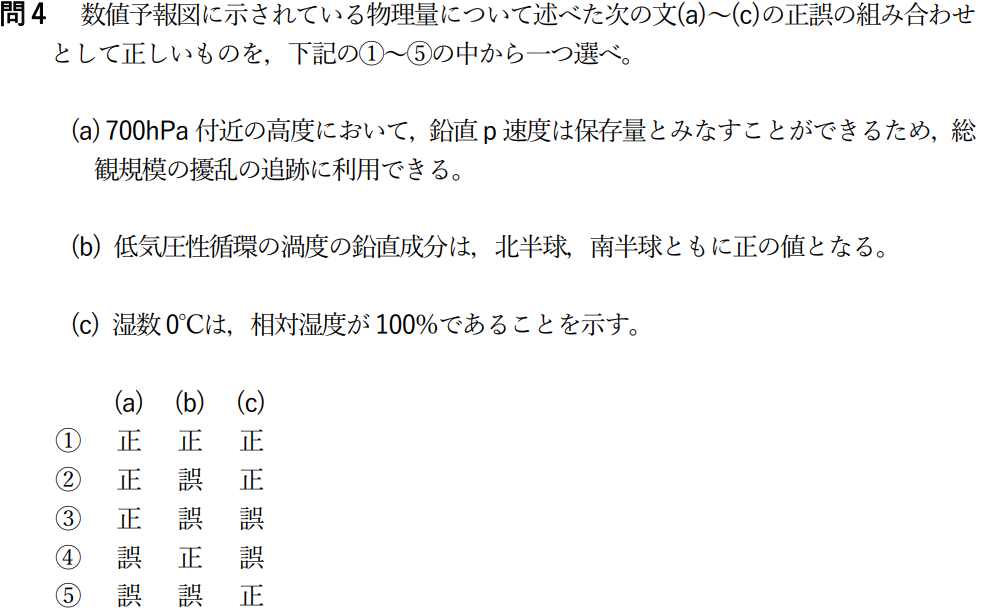 気象予報士試験　第48回　専門　問4