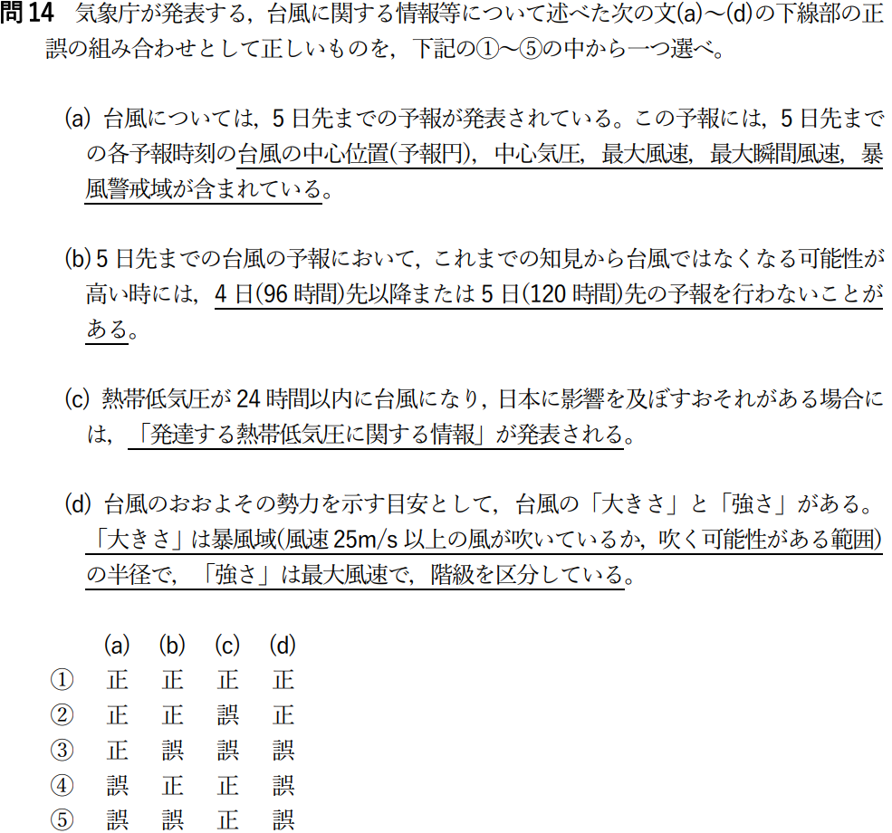 気象予報士試験　第48回　専門　問14