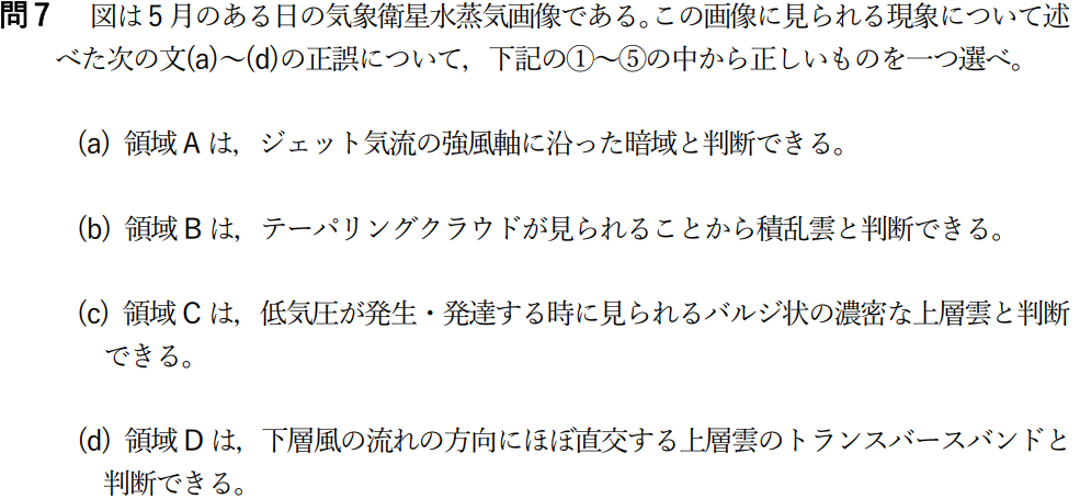 気象予報士試験　第50回　専門　問7