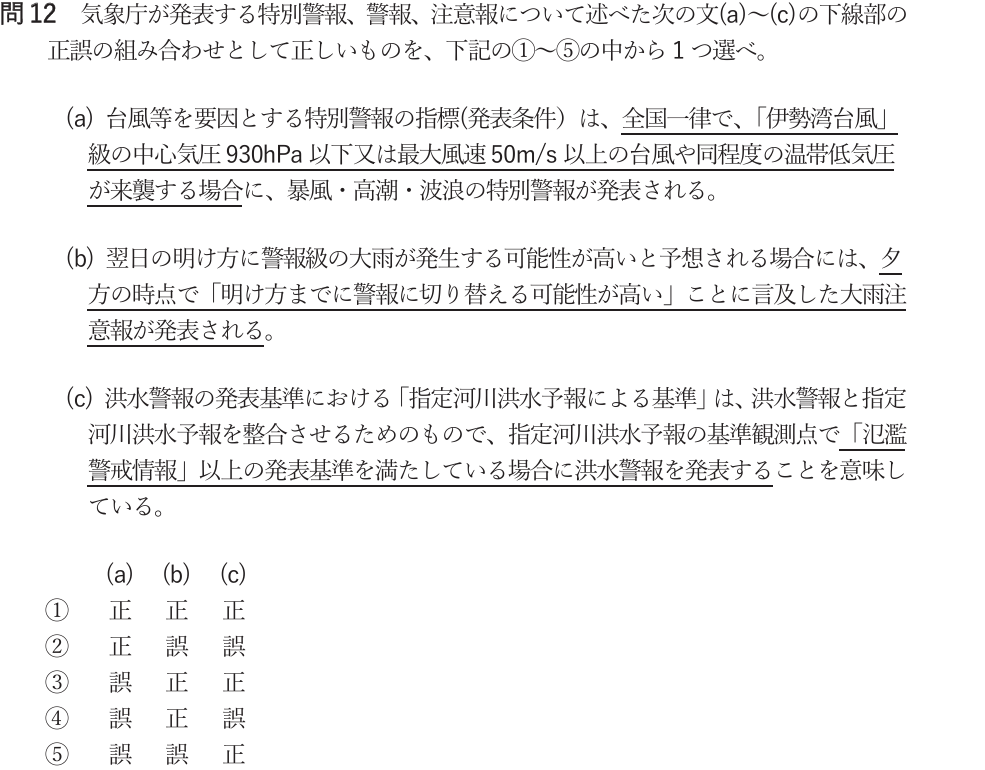 気象予報士試験　第61回　専門　問12