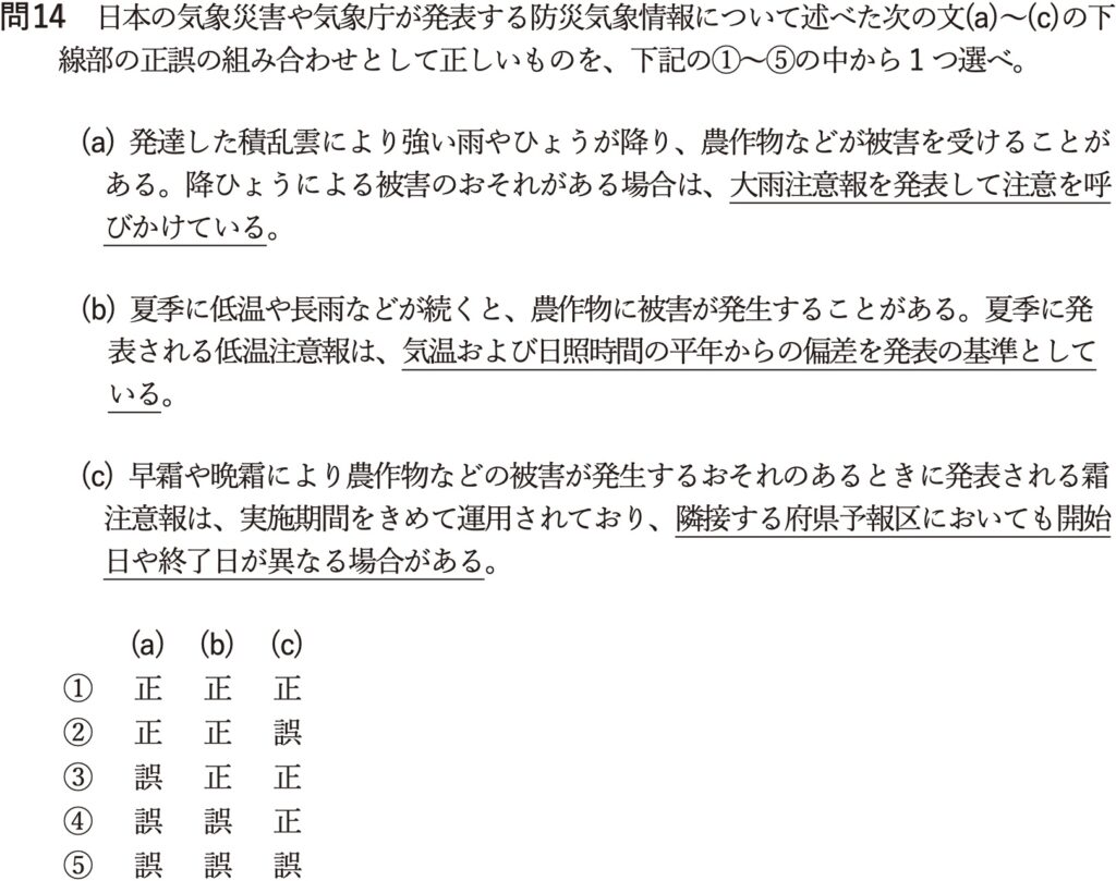 気象予報士試験　第62回　専門　問14