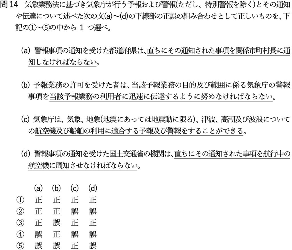 気象予報士試験 第63回 一般 問14